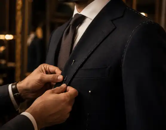 Pin fitting on a tailored jacket